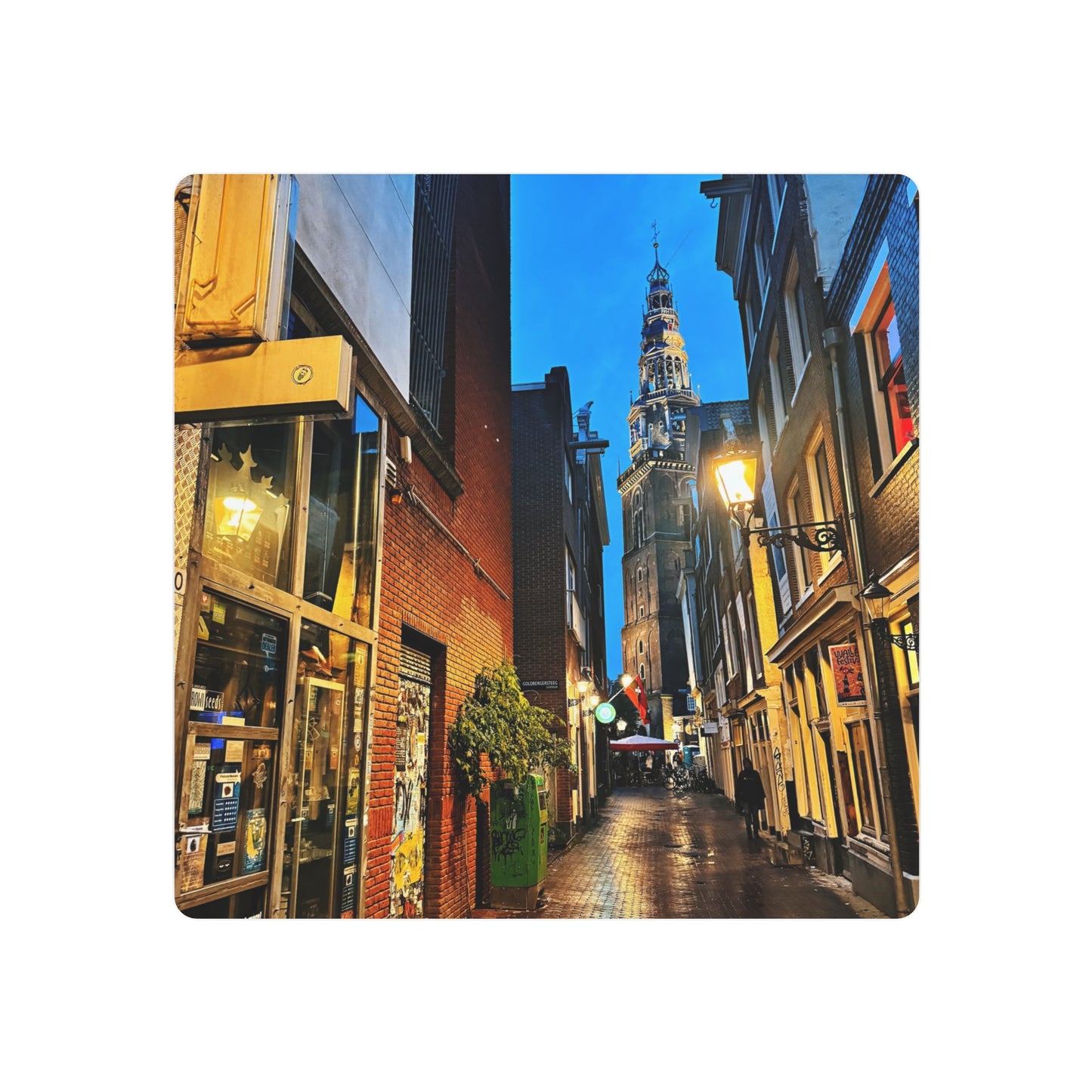 Amsterdam Alley Nightscape - Metal Art Sign