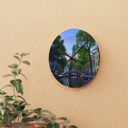 Amsterdam at Sundown - Acrylic Wall Clock