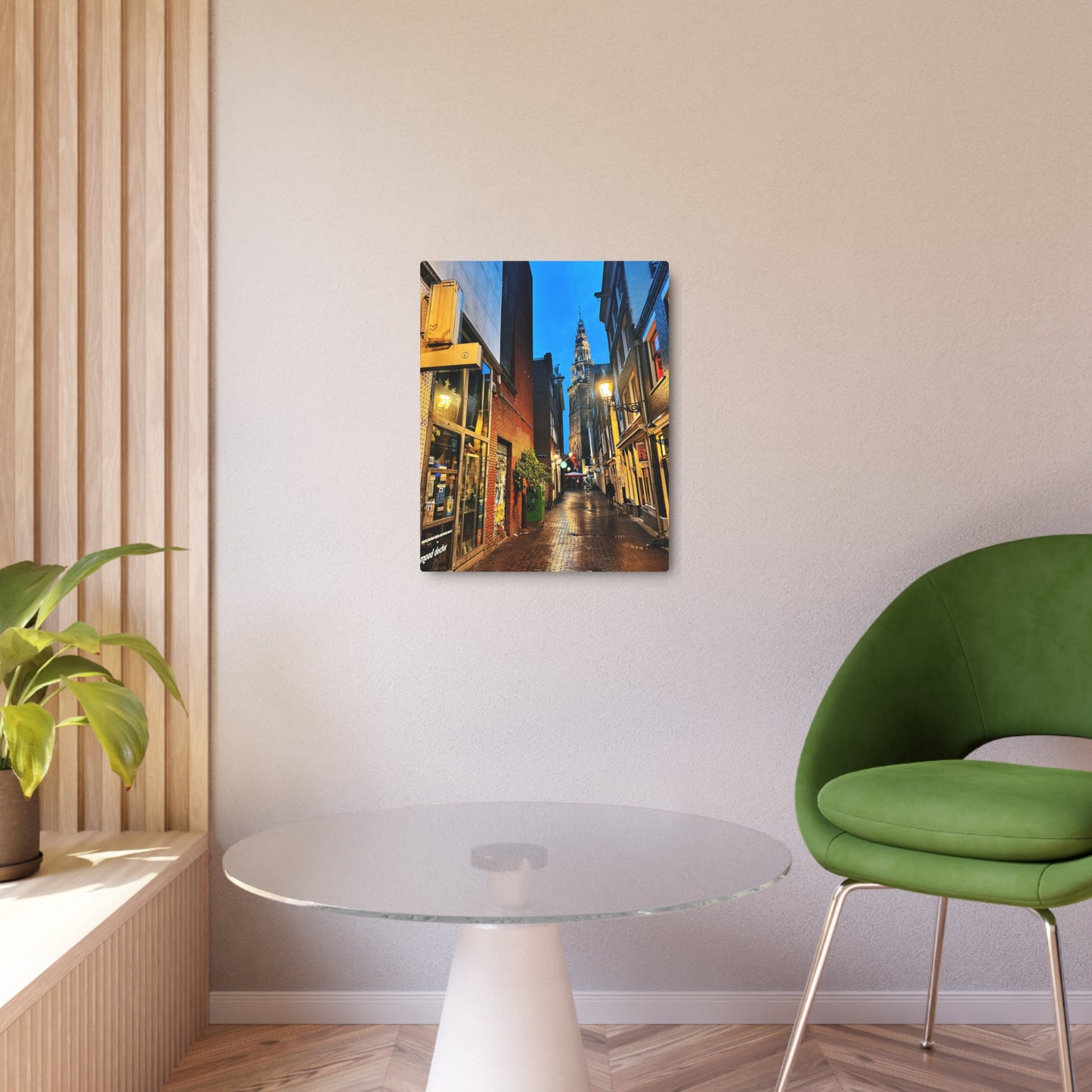 Amsterdam Alley Nightscape - Metal Art Sign