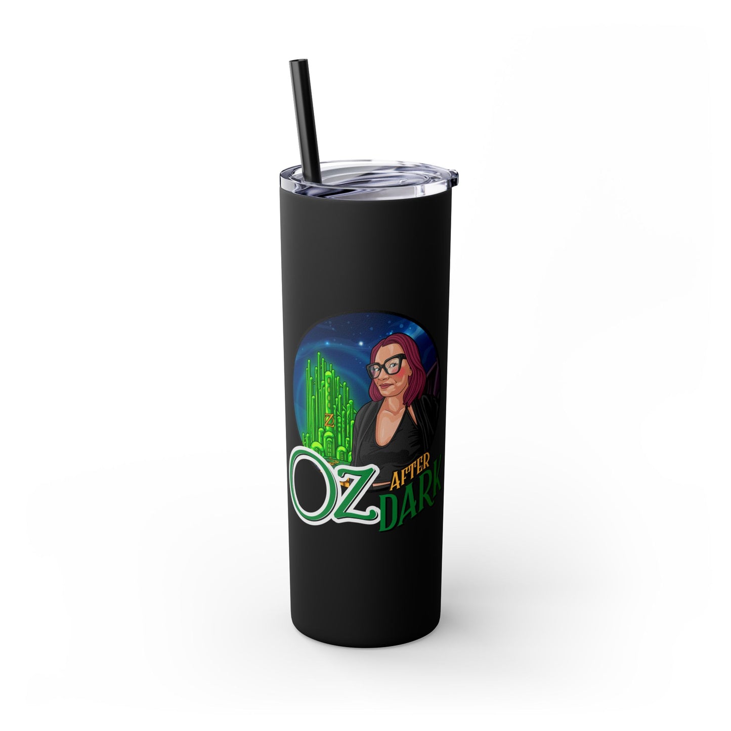 Oz After Dark Podcast Skinny Tumbler with Straw -20oz