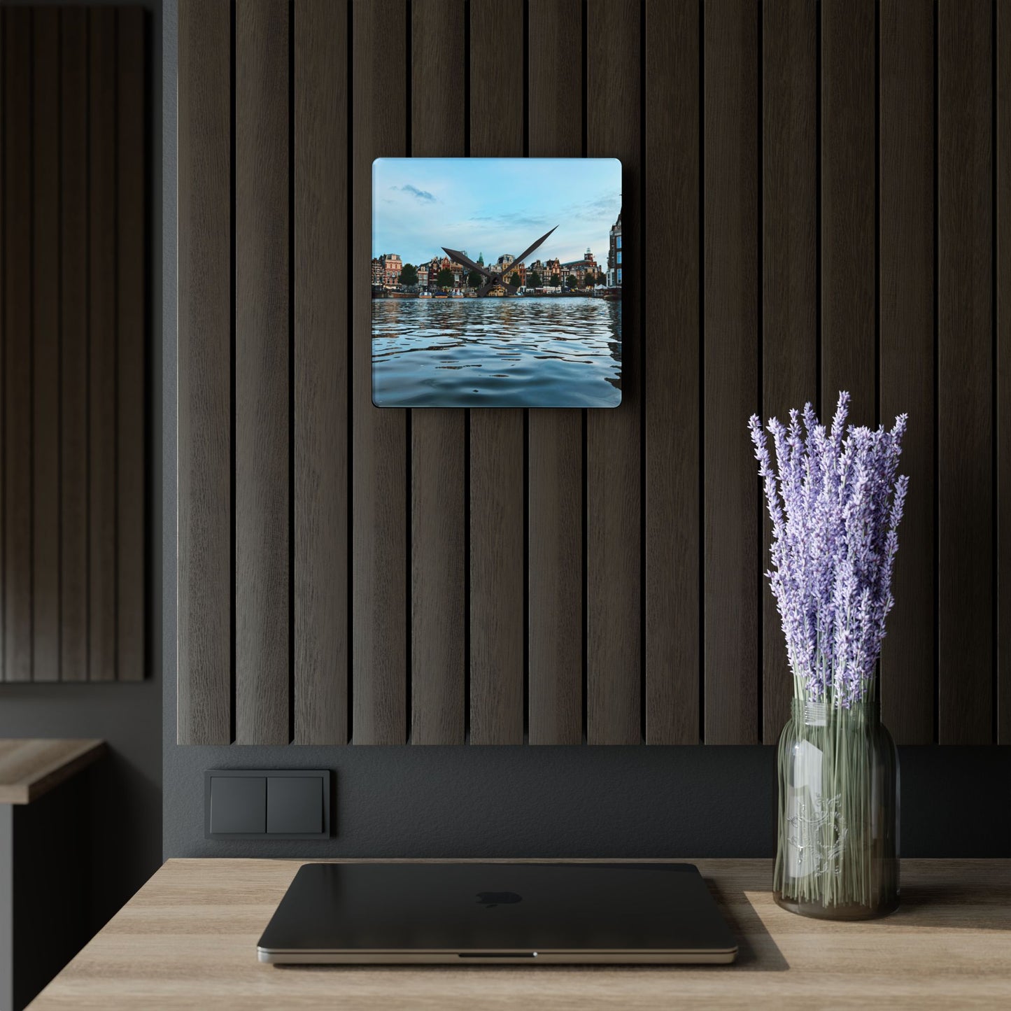 Amsterdam Canal Twilight - Acrylic Wall Clock