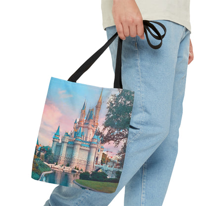 Chasing Oz Art Pastel Castle & Spaceship Earth - Reusable Tote