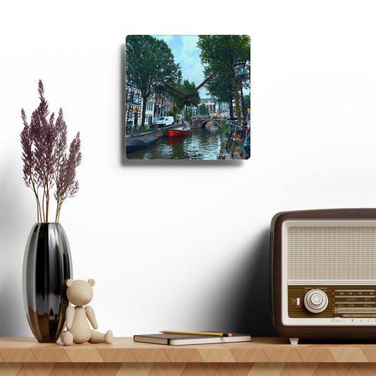 Above the Bridge Amsterdam - Acrylic Wall Clock