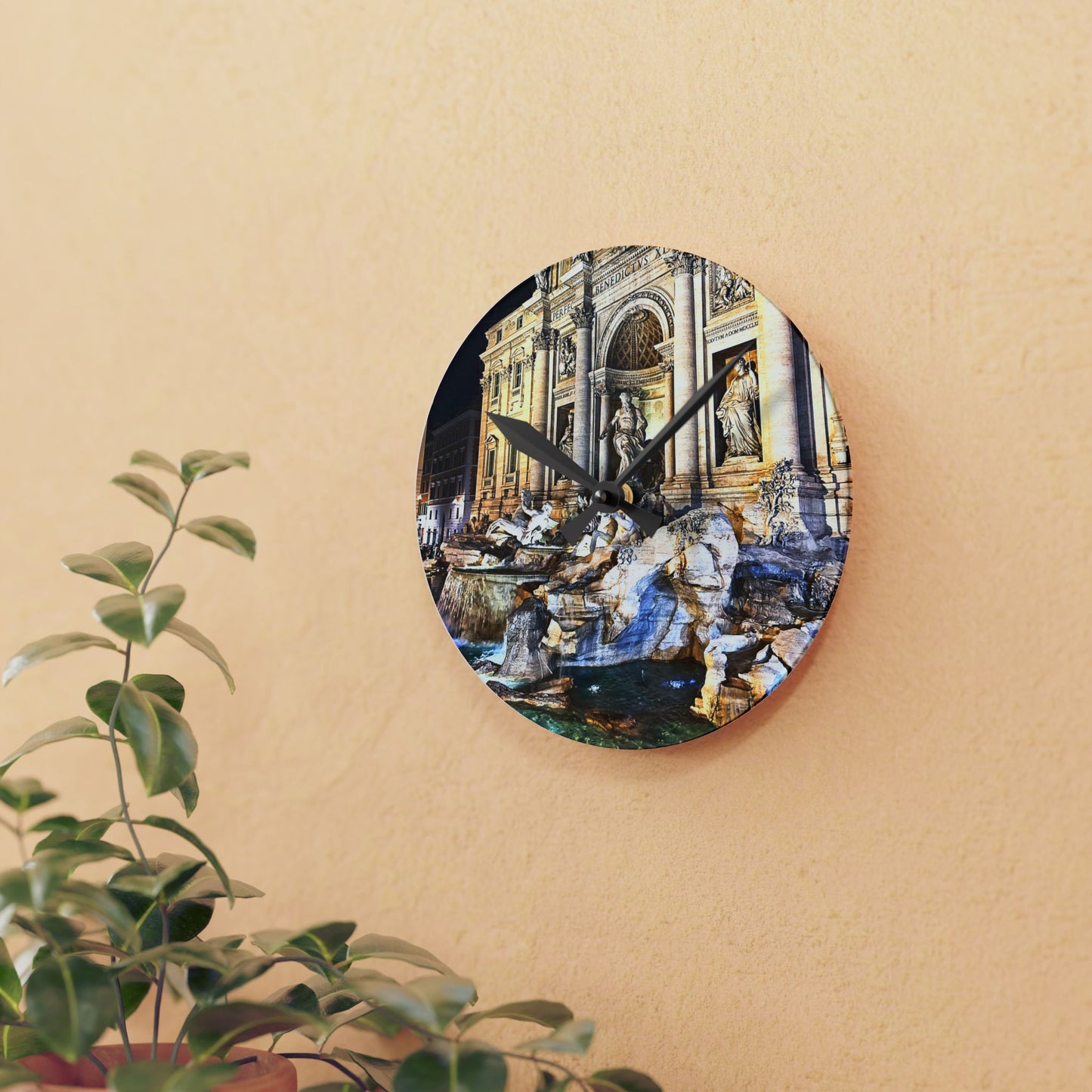 Chasing Oz Art Trevi Fountain Rome - Acrylic Wall Clock