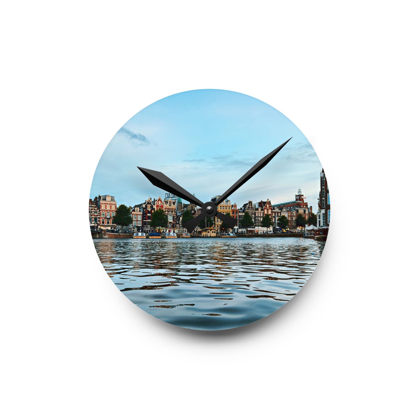 Amsterdam Canal Twilight - Acrylic Wall Clock