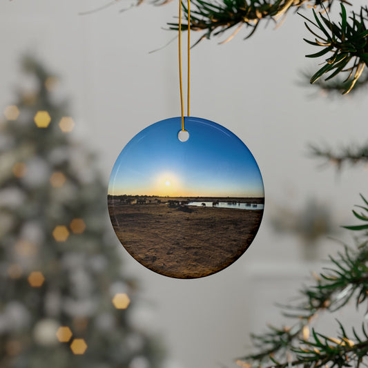 Elephant Sunset Botswana - Ceramic Ornaments
