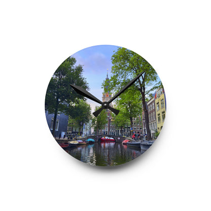Amsterdam at Sundown - Acrylic Wall Clock