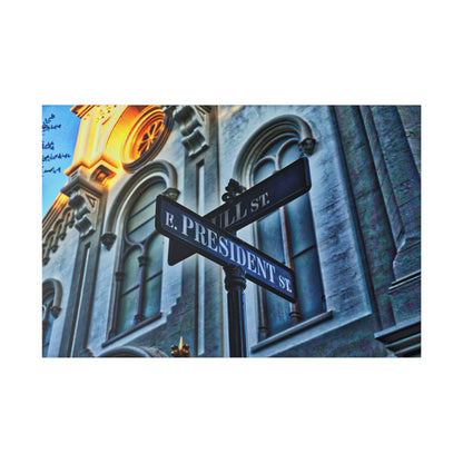 Historic Savannah Street Sign Matte Stretched Canvas 0.75"