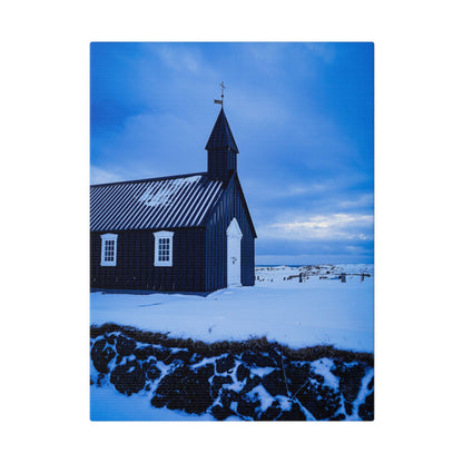 Chasing Oz Art Iceland Black Church Matte Canvas Stretched - 0.75"