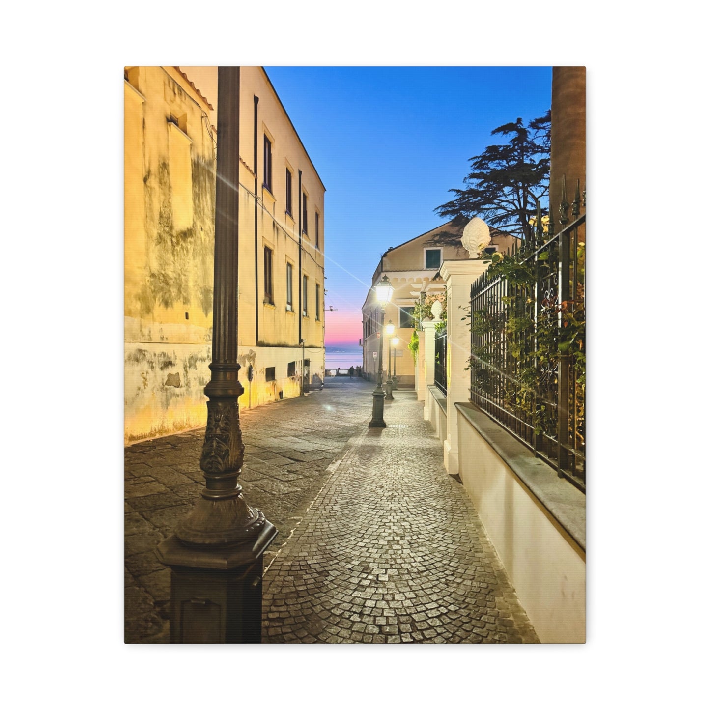 Amalfi Coast Nights Sunset Coastal Alley - Matte Canvas Print (1.25")