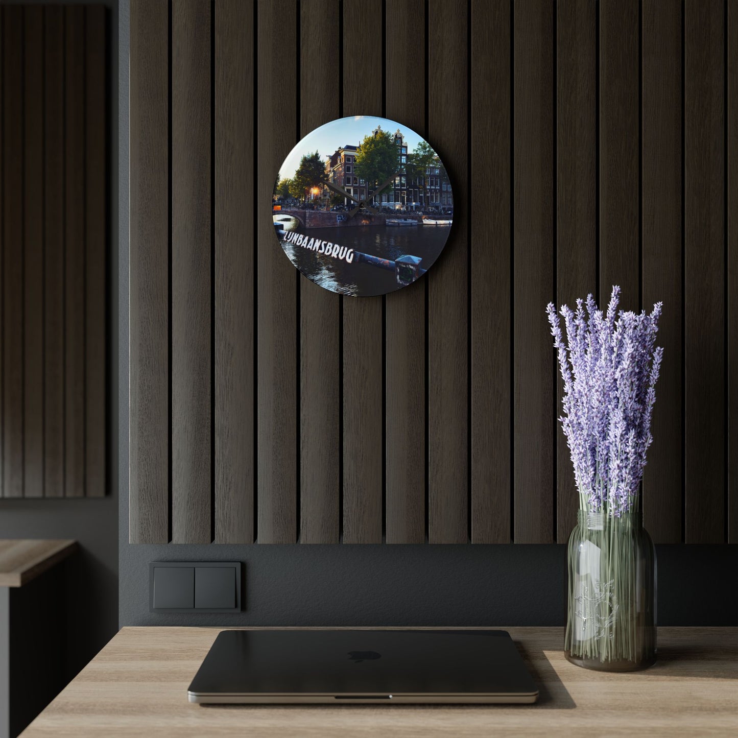 Amsterdam Canal Cityscape - Acrylic Wall Clock