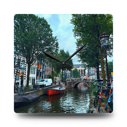 Above the Bridge Amsterdam - Acrylic Wall Clock