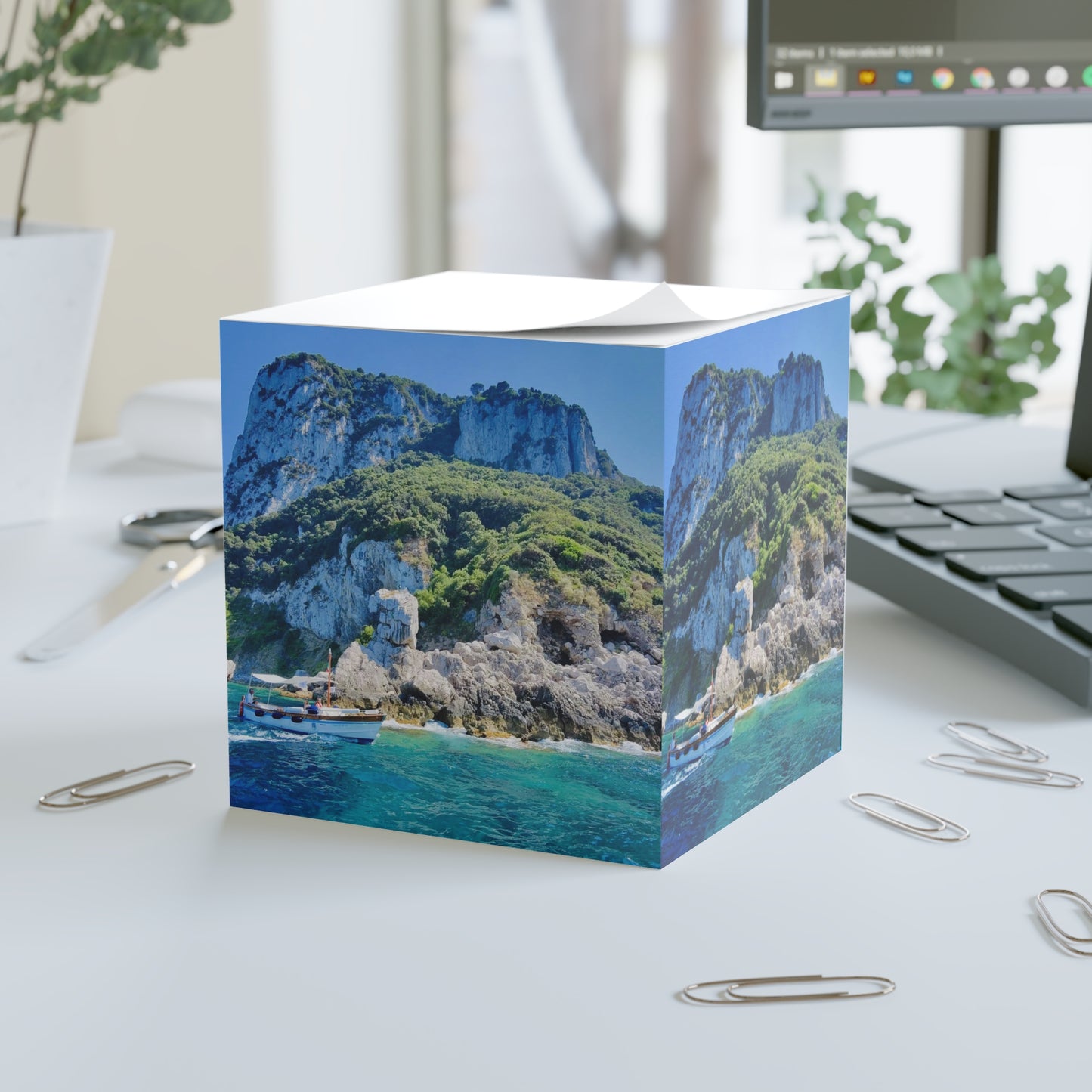 Anacapri Coastline — Scenic Sticky Note Cube