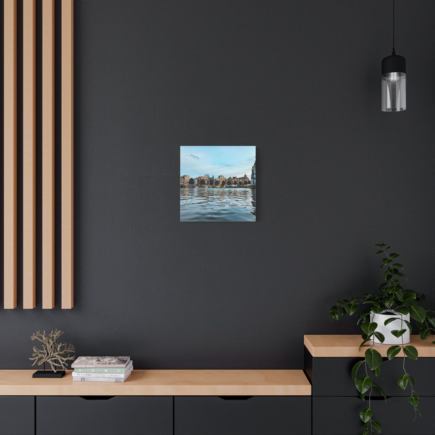 Amsterdam Central Station Canal View - Matte Stretched Canvas (1.25")
