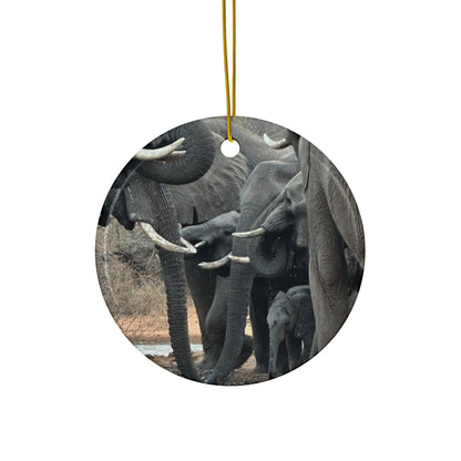 Elephant Watering Hole - Ceramic Ornaments