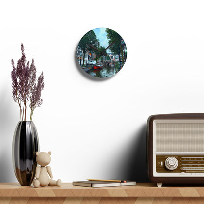 Above the Bridge Amsterdam - Acrylic Wall Clock