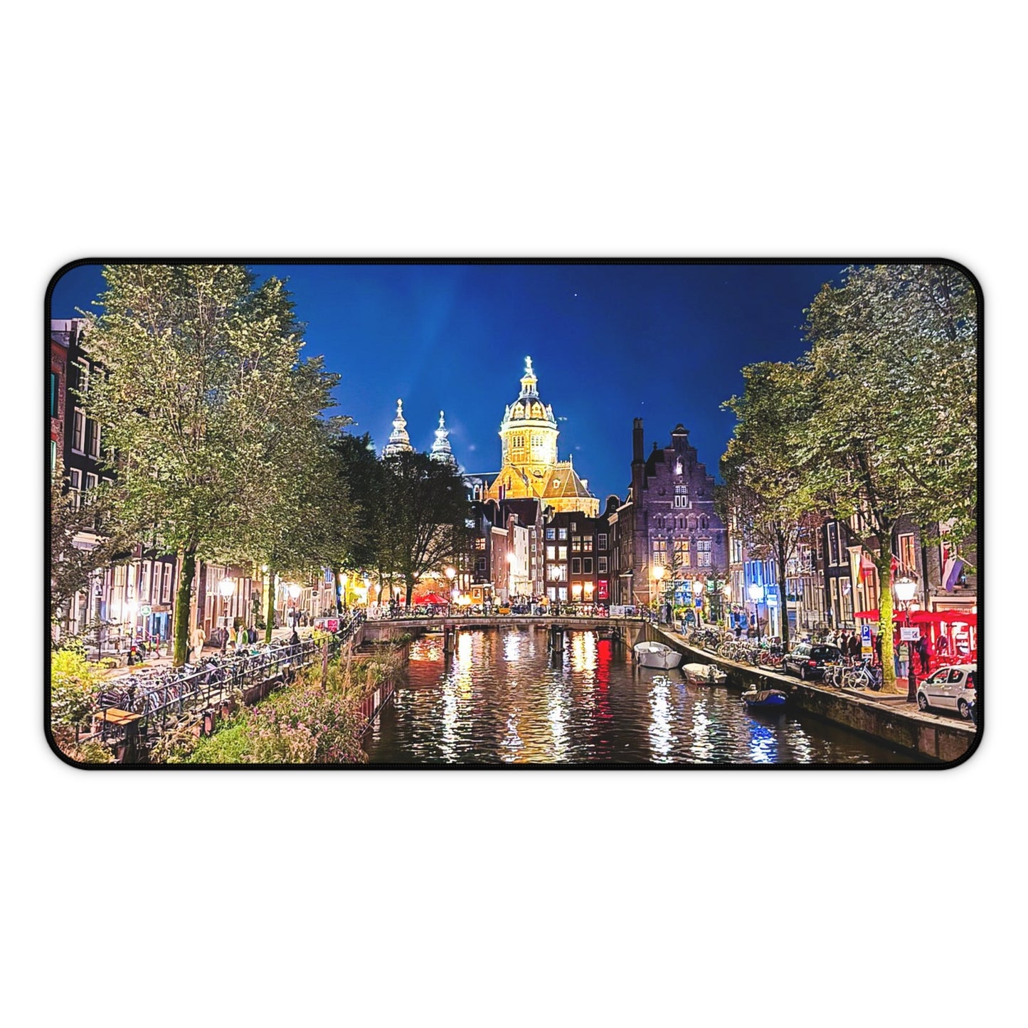 Amsterdam Canal at Night - Desk Mat