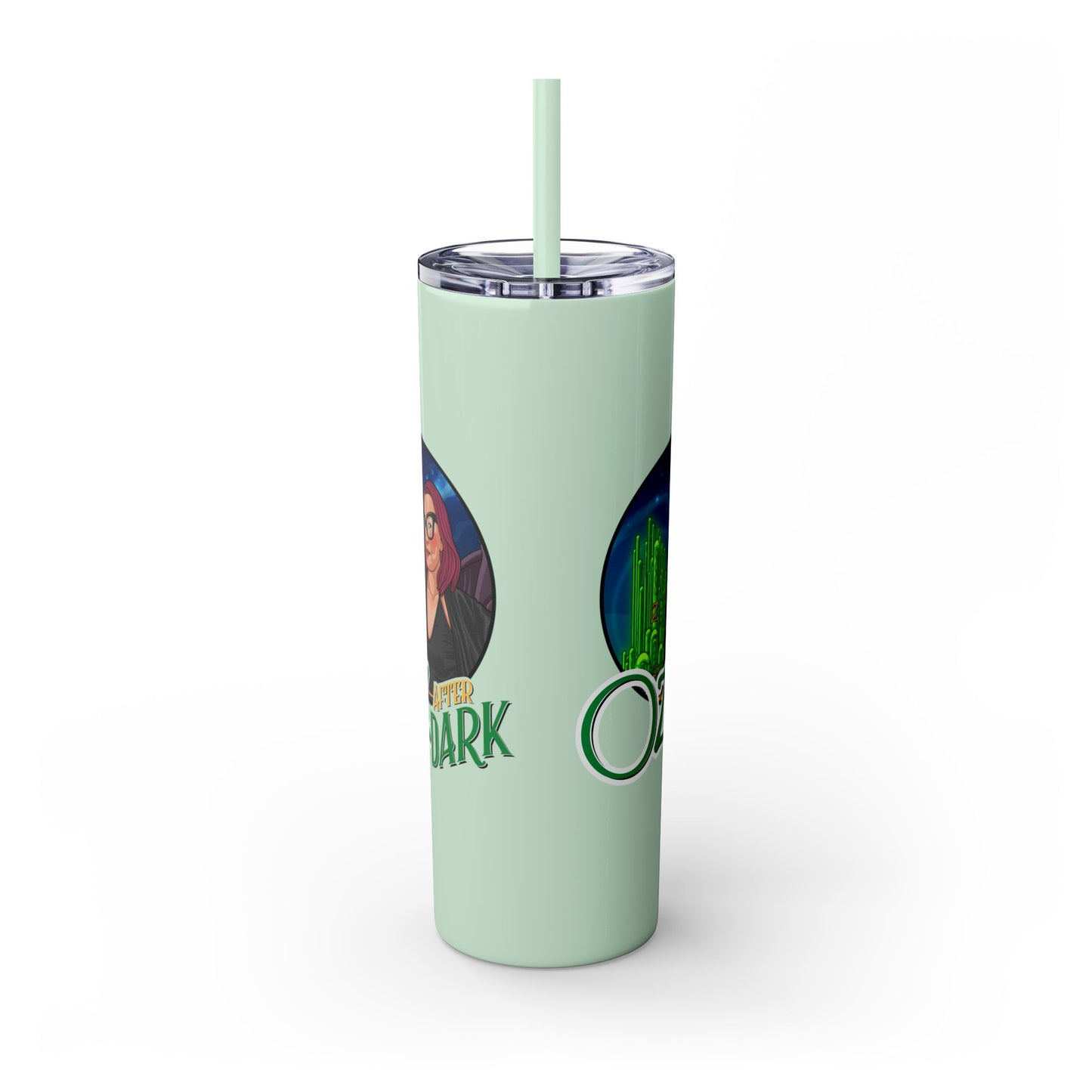 Oz After Dark Podcast Skinny Tumbler with Straw -20oz