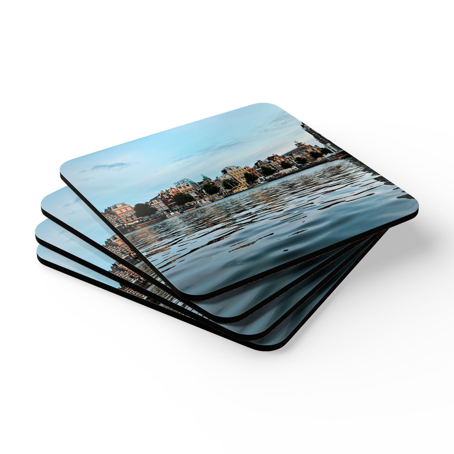 Amsterdam Canal Twilight by Chasing Oz - Corkwood Coaster Set (of 4)