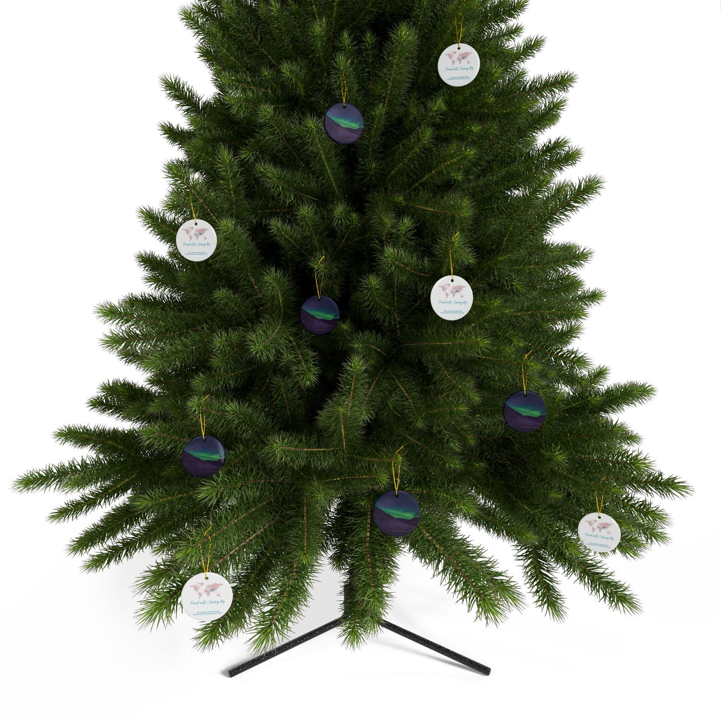Iceland Northern Lights by Chasing Oz - Double-sided Ceramic Ornaments