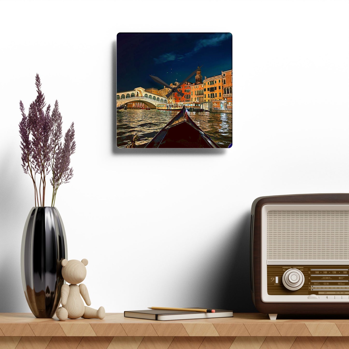 Chasing Oz Art Rialto Bridge Venice Acrylic Wall Clock