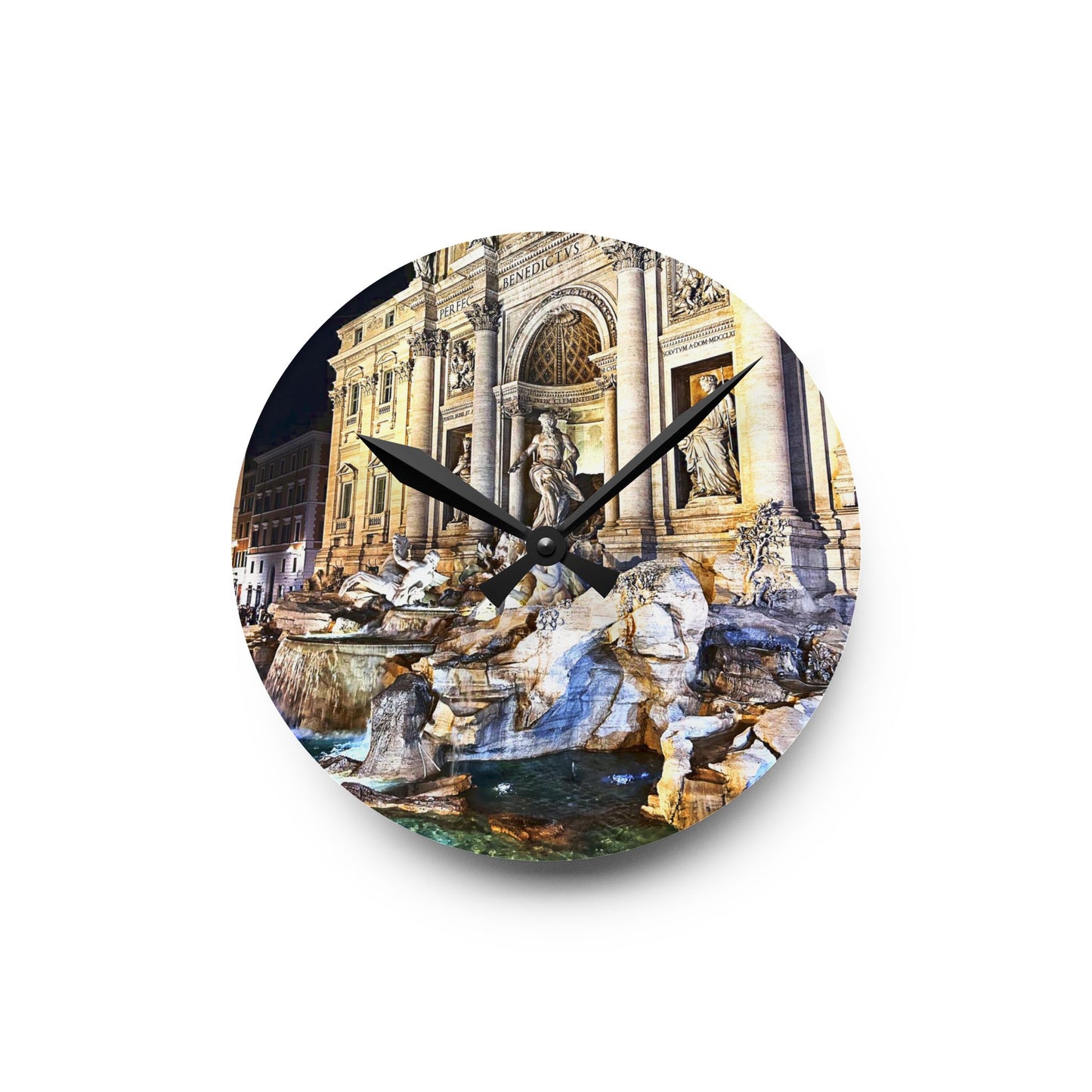 Chasing Oz Art Trevi Fountain Rome - Acrylic Wall Clock