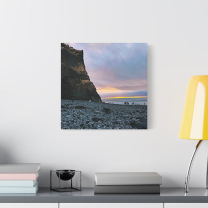Black Sand Beach Sunrise - Stretched Matte Canvas (1.25")