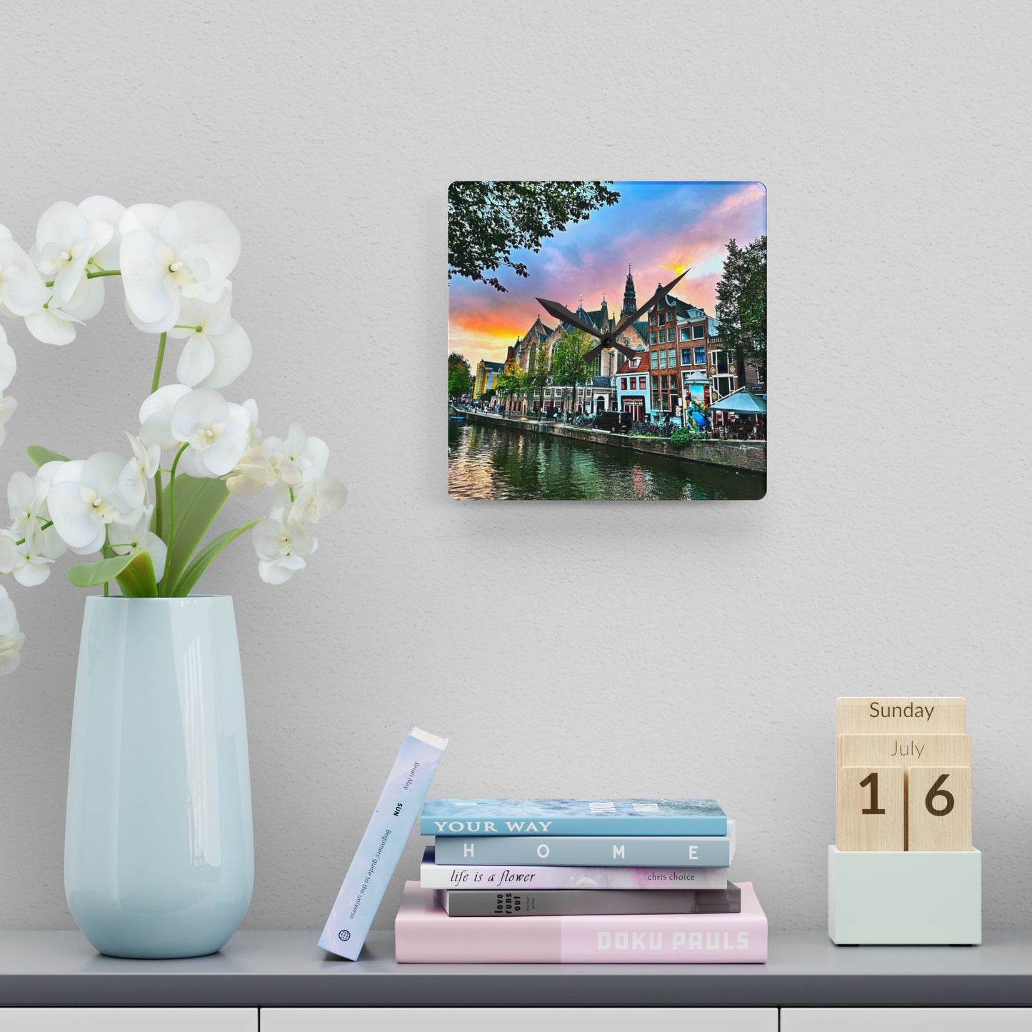 Wall Clock - Amsterdam Sunset Photography by Chasing Oz
