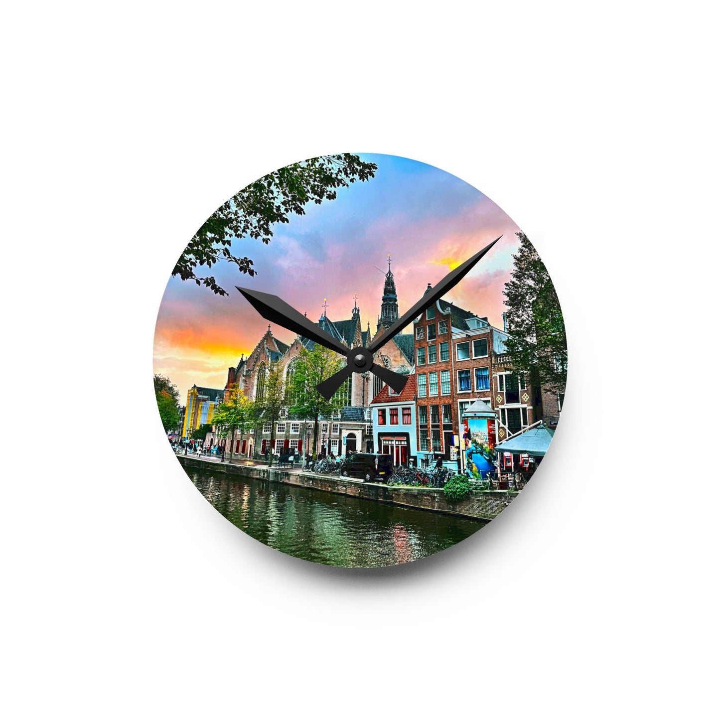 Wall Clock - Amsterdam Sunset Photography by Chasing Oz