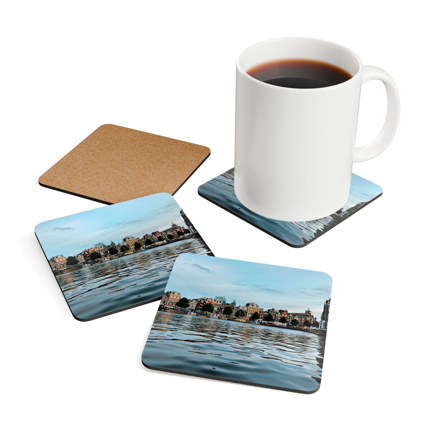 Amsterdam Canal Twilight by Chasing Oz - Corkwood Coaster Set (of 4)