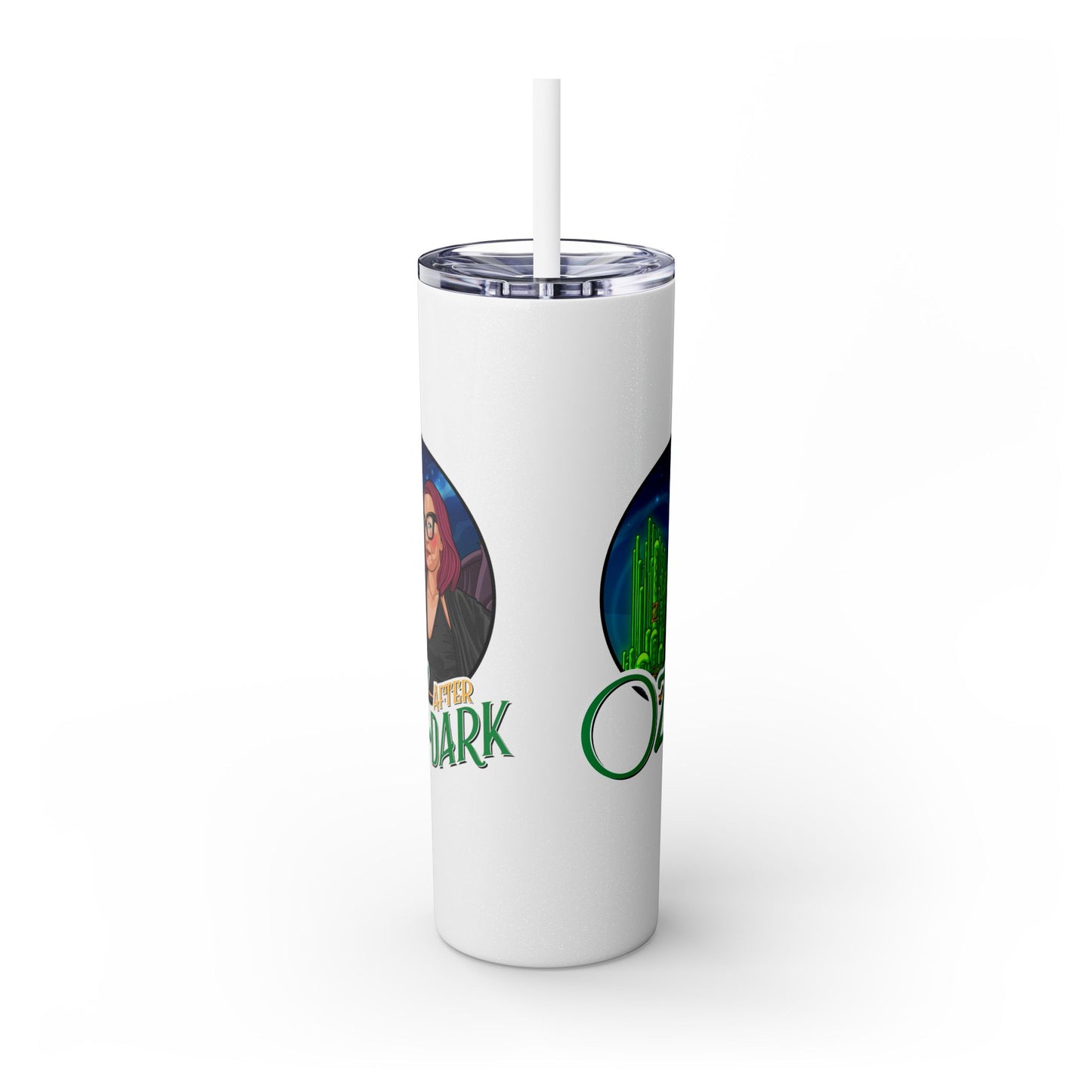 Oz After Dark Podcast Skinny Tumbler with Straw -20oz