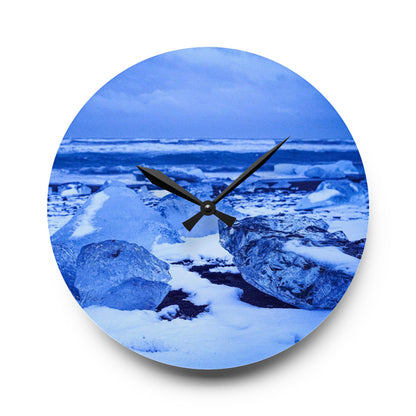 Chasing Oz Art Diamond Beach Iceland Acrylic Wall Clock