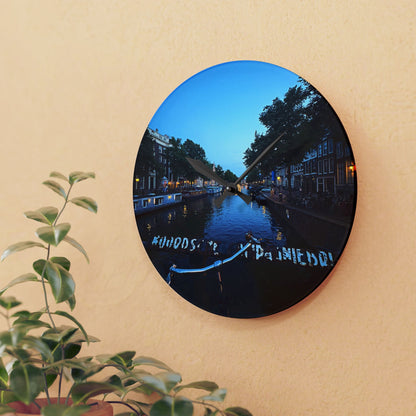 Canal Nights Amsterdam - Acrylic Wall Clock