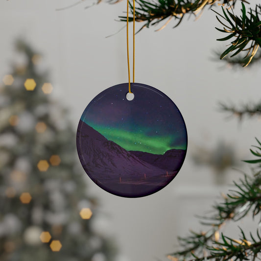 Iceland Northern Lights by Chasing Oz - Double-sided Ceramic Ornaments