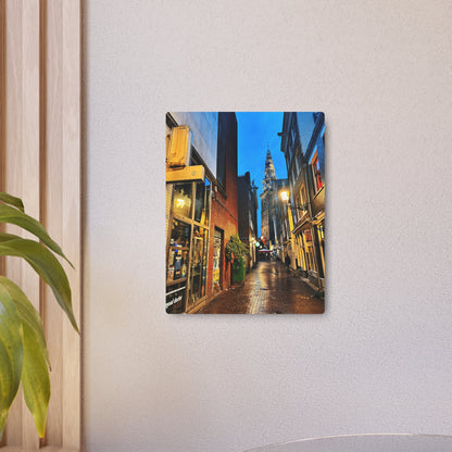 Amsterdam Alley Nightscape - Metal Art Sign