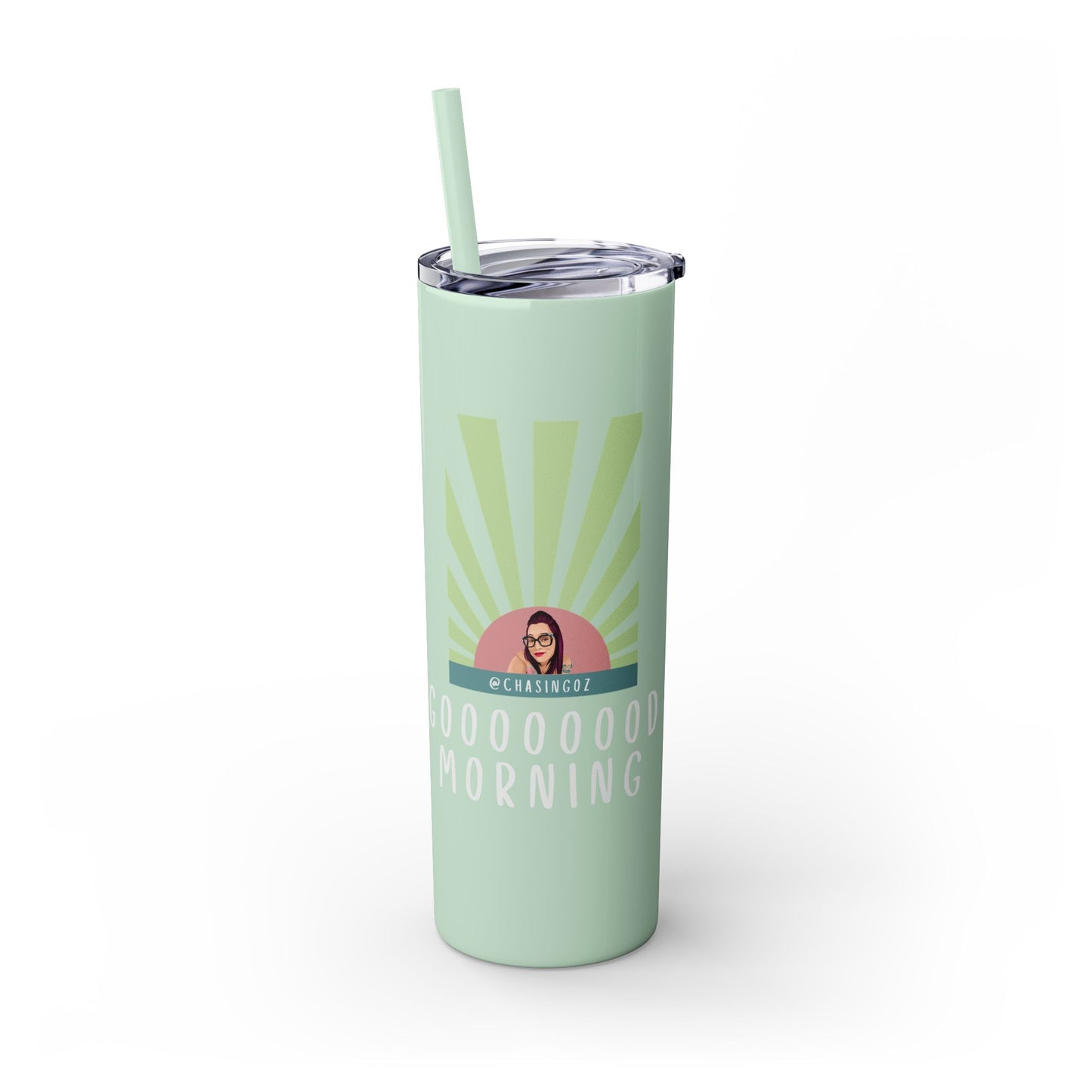 Chasing Oz Good Morning Skinny Tumbler with Straw, 20oz