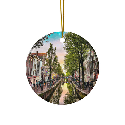 Chasing Oz Art Amsterdam Fall Canal Ceramic Ornament