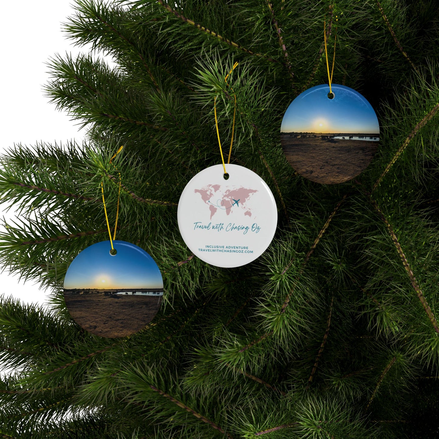 Elephant Sunset Botswana - Ceramic Ornaments