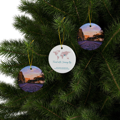 River Street Sunrise by Chasing Oz - Double-sided Ceramic Ornaments