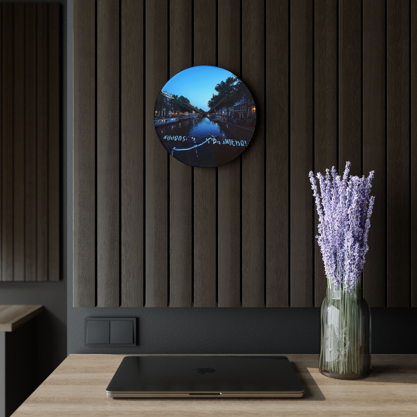Canal Nights Amsterdam - Acrylic Wall Clock