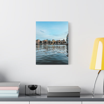 Amsterdam Central Station Canal View - Matte Stretched Canvas (1.25")