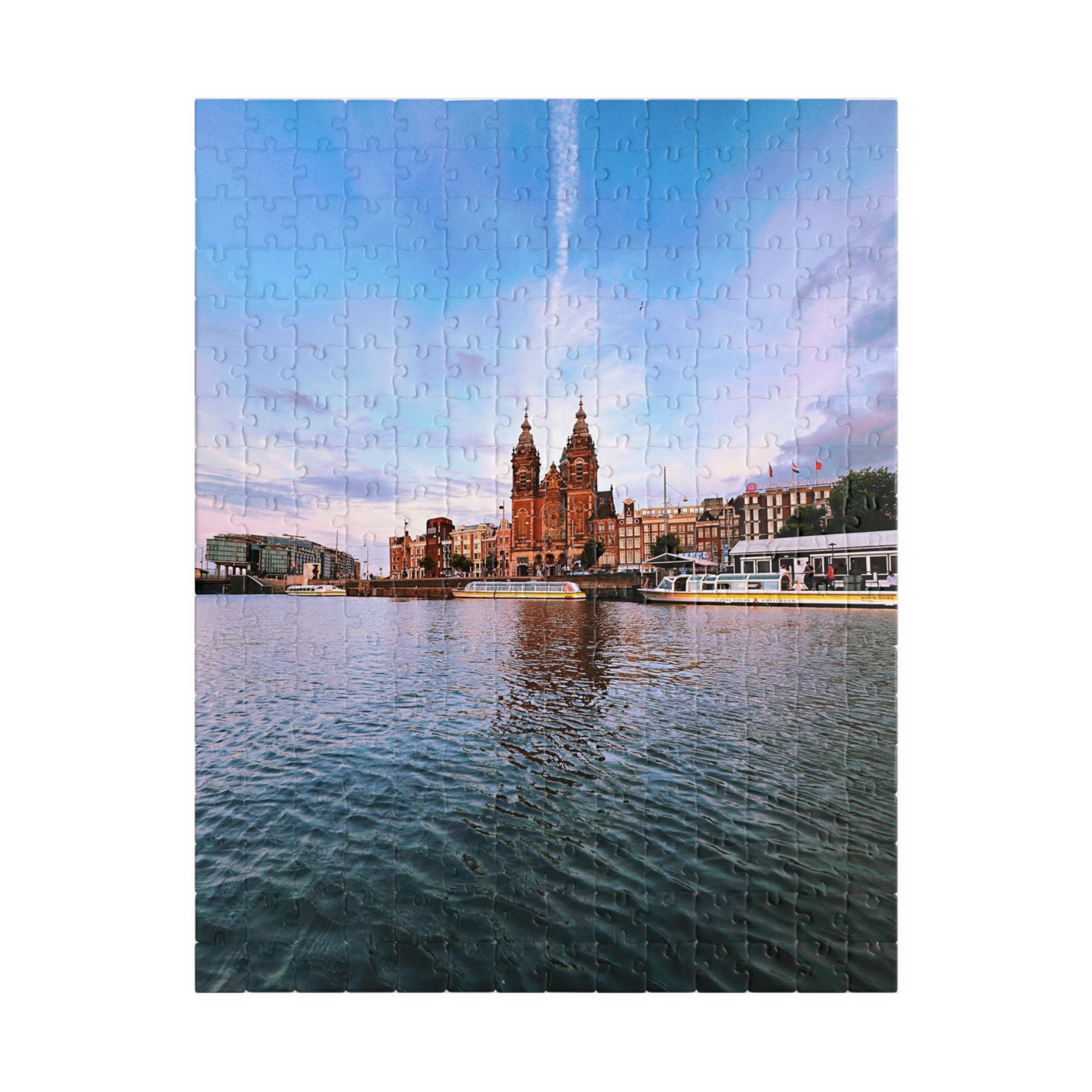 Amsterdam Central Station Canal Sunset -  Jigsaw Puzzle
