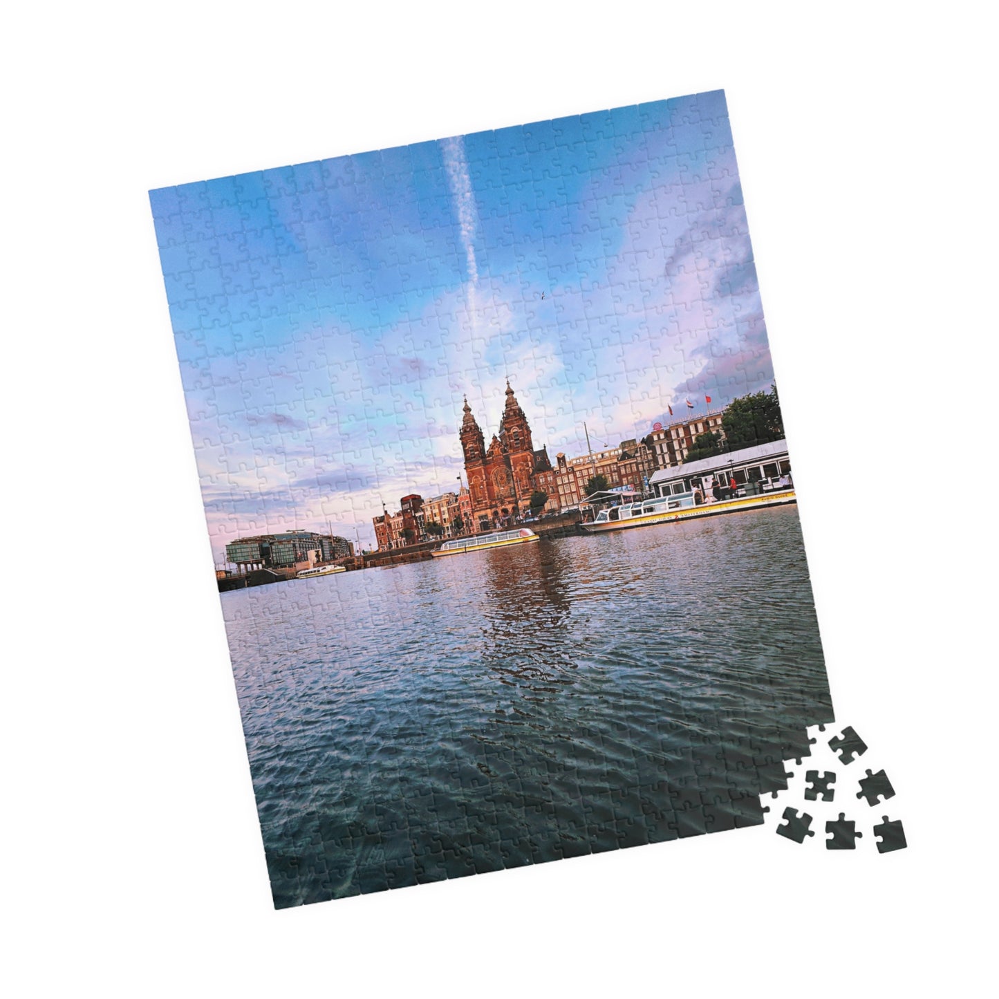 Amsterdam Central Station Canal Sunset -  Jigsaw Puzzle