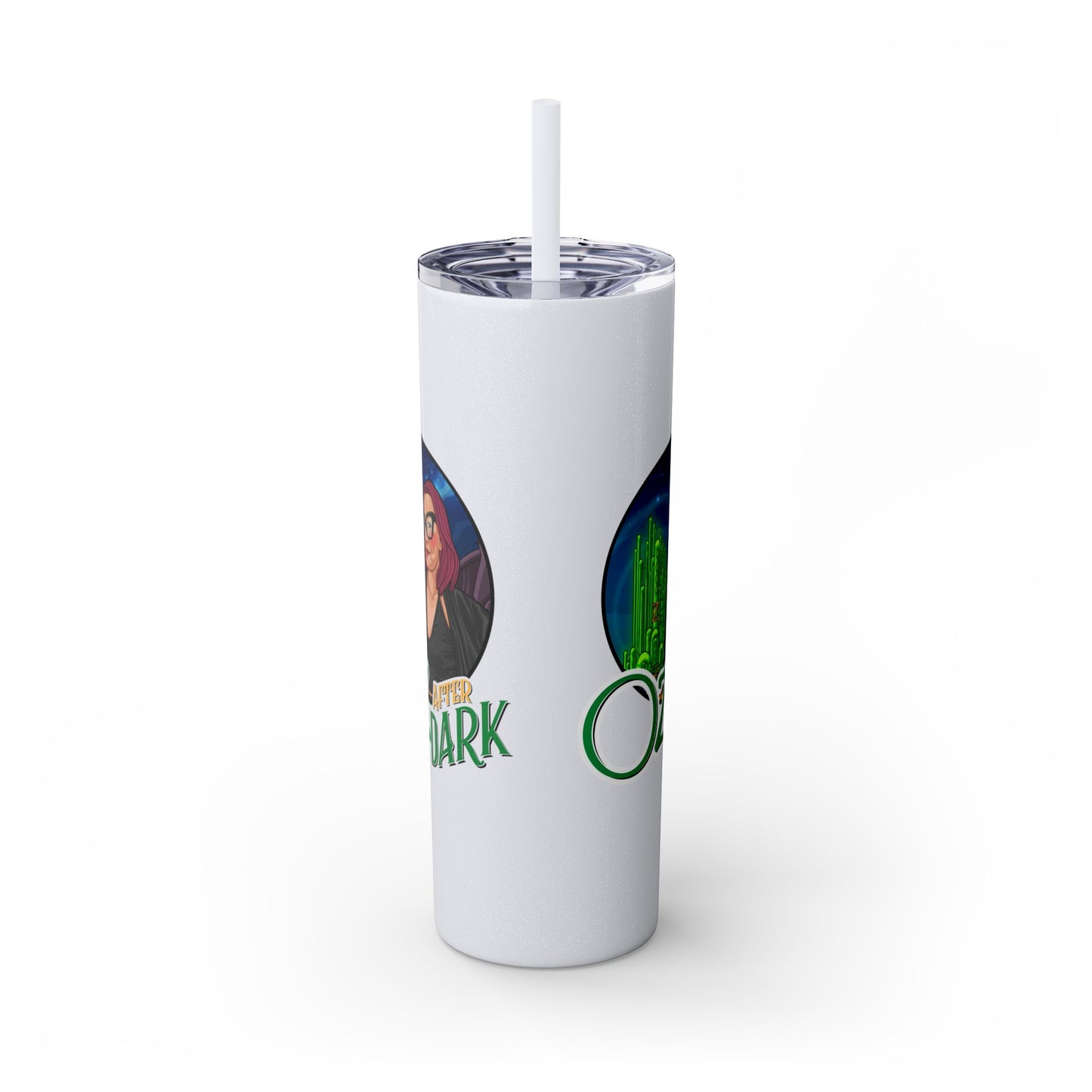 Oz After Dark Podcast Skinny Tumbler with Straw -20oz