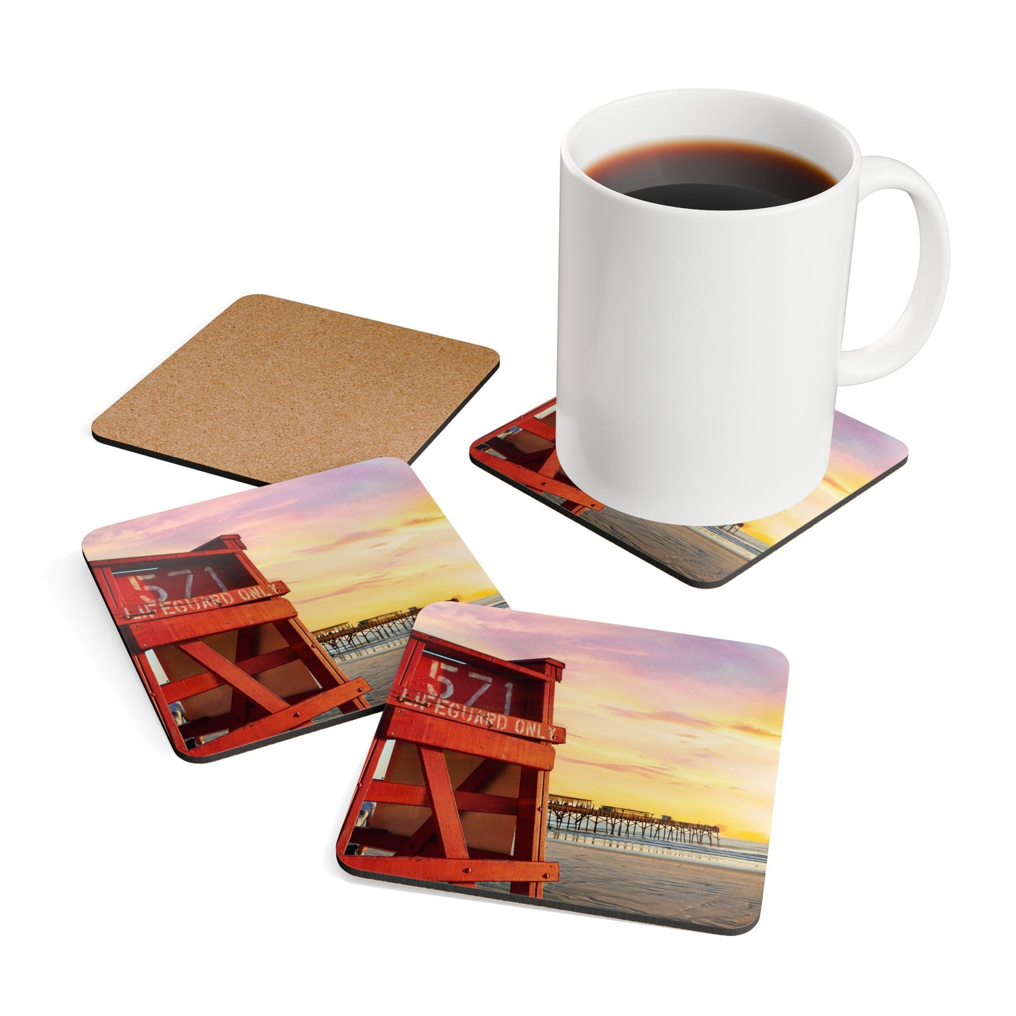 Daytona Beach Sunrise by Chasing Oz - Cork Coaster Set (of 4)