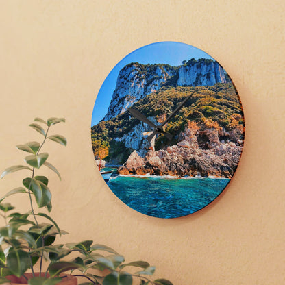 Capri Coastline - Acrylic Wall Clock