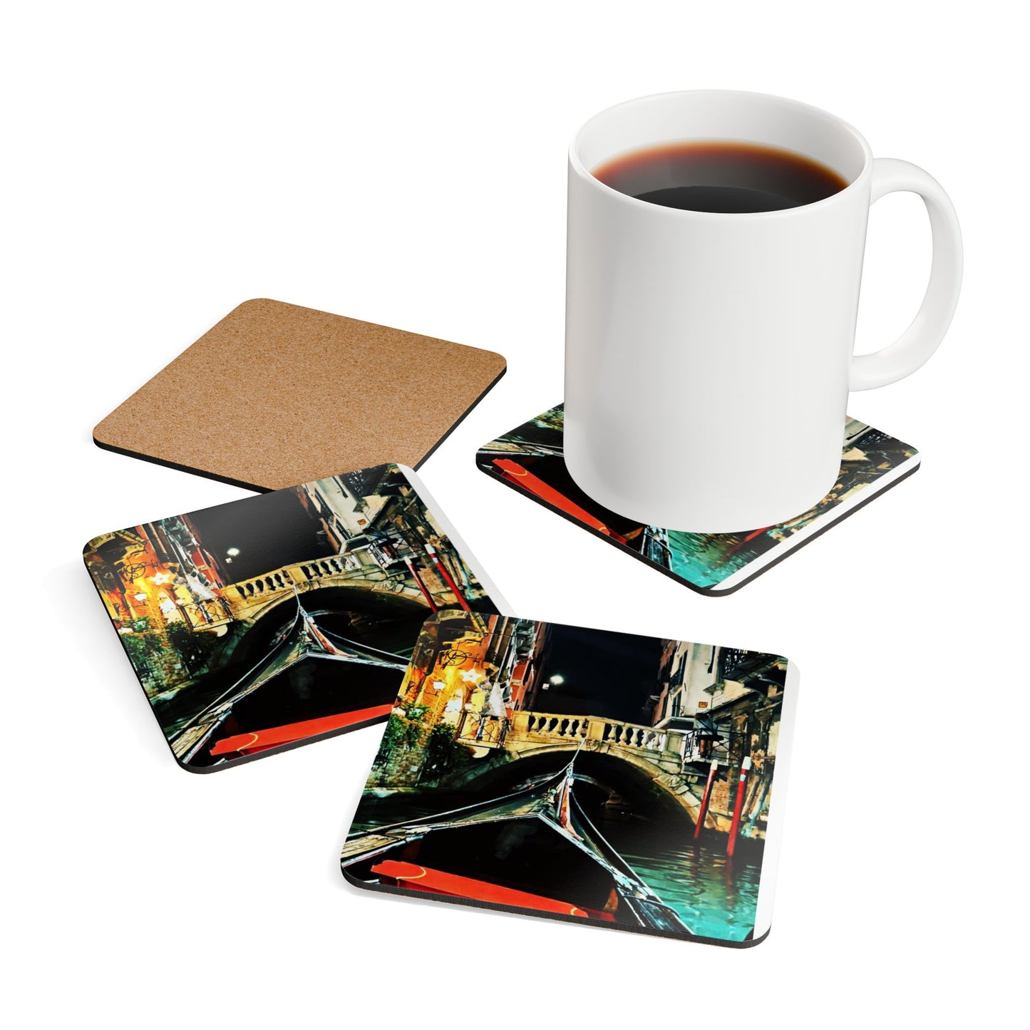 Chasing Oz Art Evening Venice Canals - Corkwood Coaster Set of 4