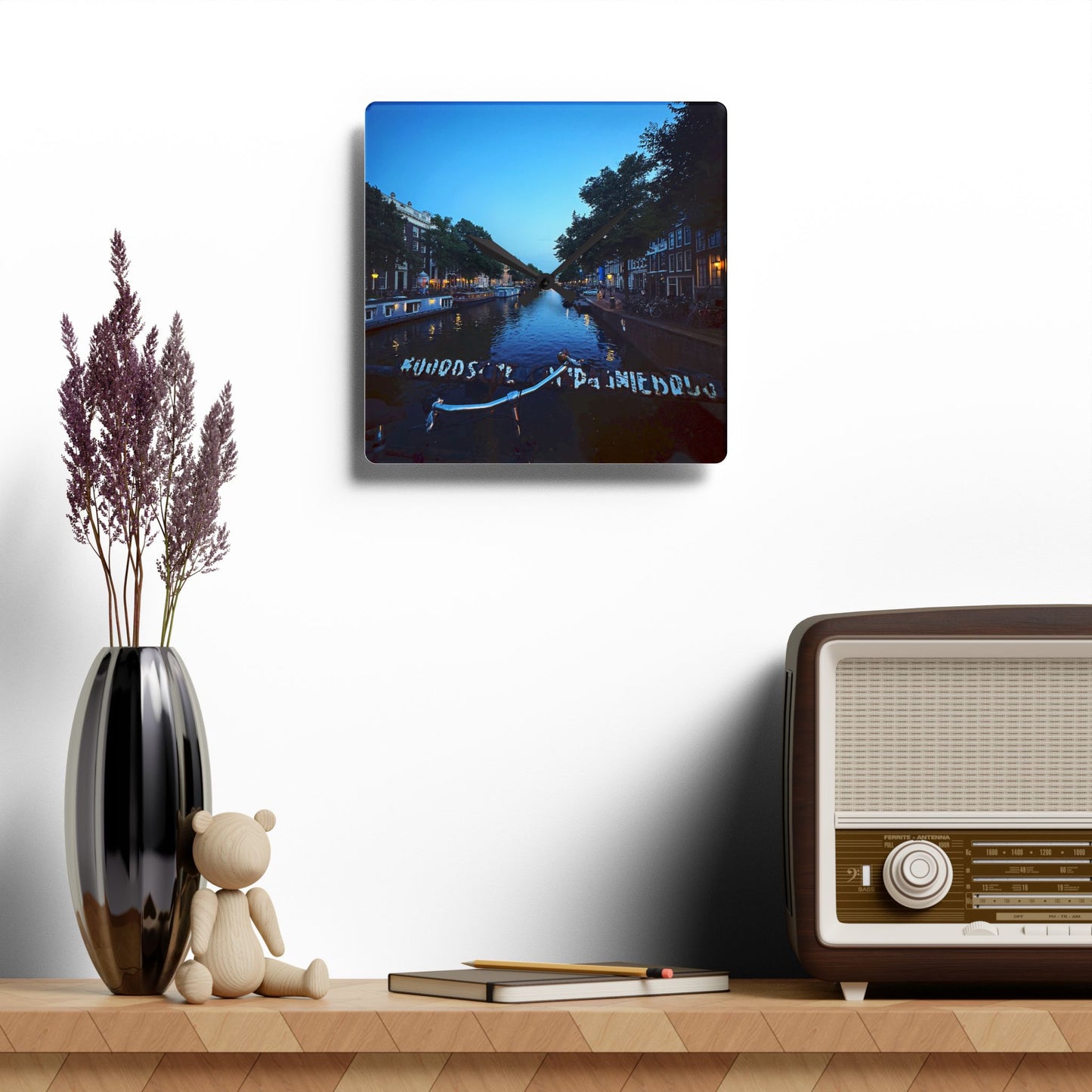 Canal Nights Amsterdam - Acrylic Wall Clock