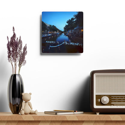 Canal Nights Amsterdam - Acrylic Wall Clock