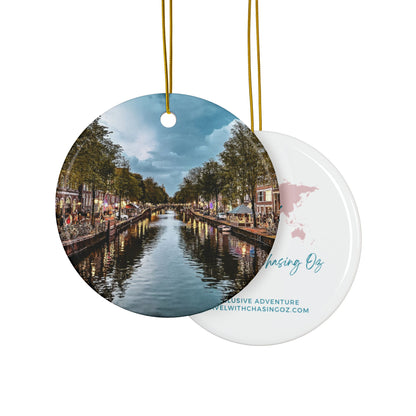 Amsterdam Canal Reflections by Chasing Oz - Double-sided Ceramic Ornaments